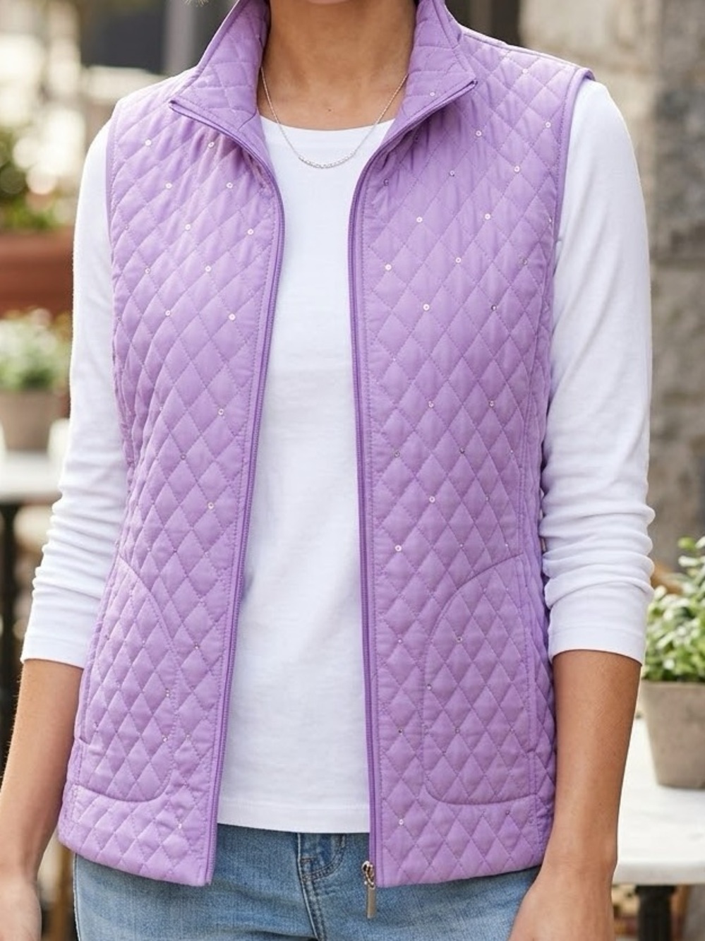 Alia Quilted Sequin Vest